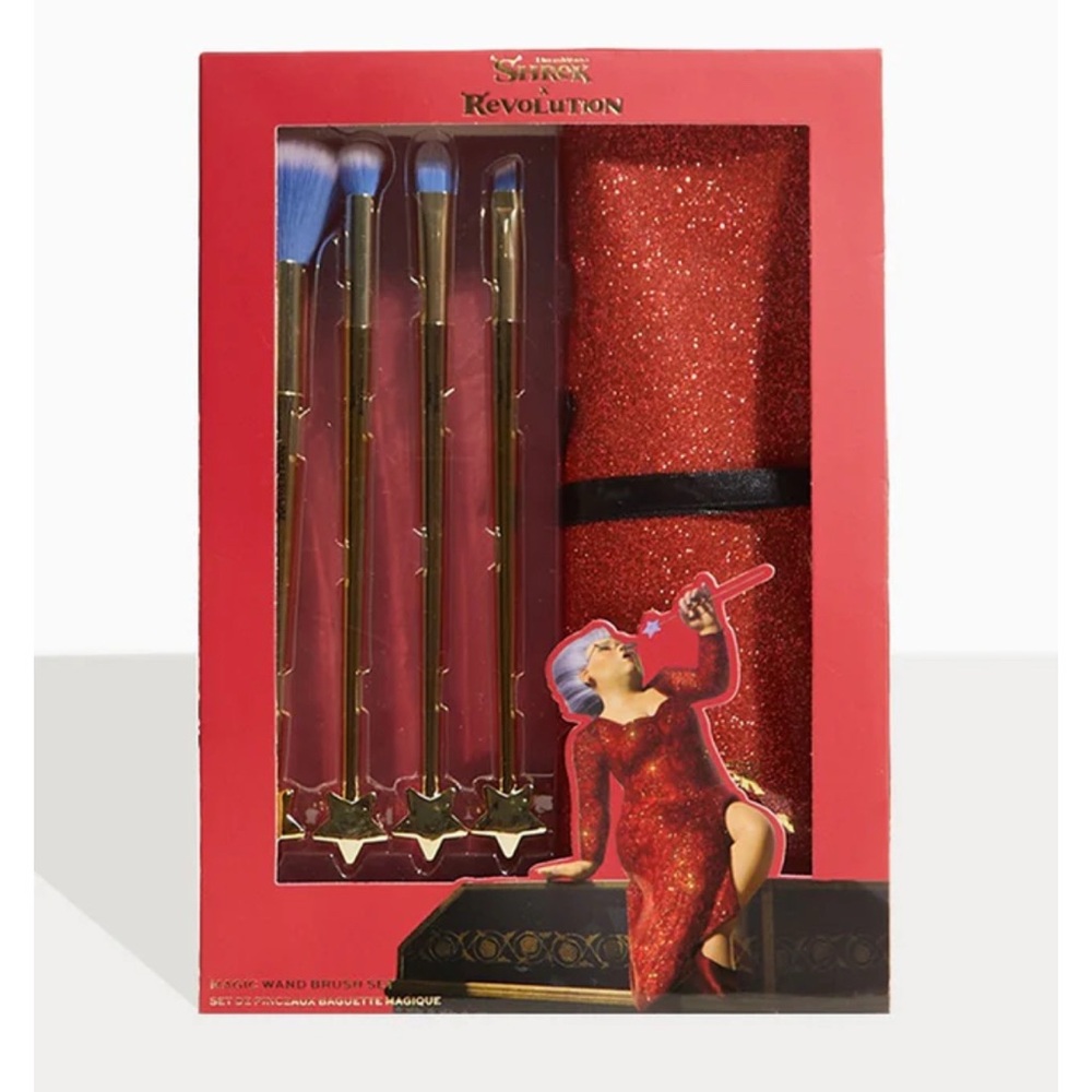 Shrek Makeup Revolution Fairy Godmother Magic Wand Brush Set New in Box case bag